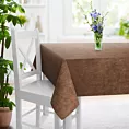 Obrus szyty miedziany z miękkiej tkaniny szenilowej typu dimout o naturalnym splocie