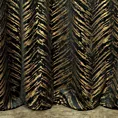 Zasłona czarno, złota z błyszczącym złotym nadrukiem z welwetu 140x250 cm przelotka - SARA
