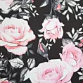 Zasłona czarno, wrzosowa z motywem róż, zaciemniająca 140x250 cm przelotka - BELLIS