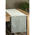 Bieżnik na stół popielato, złoty 35x220 cm welwetowy BLINK 14 z dużym wzorem wachlarzy w stylu art deco