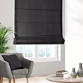 Roleta rzymska czarna z miękkiej tkaniny o naturalnym splocie w stylu ekologicznym