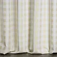 Zasłona szyta na taśmie 5 cm kremowo złocista z dwustronnej tkaniny, deseń w kratę z dodatkiem złotej nici