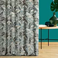 Zasłona szyta na tunelu popielato miętowa z eleganckiej tkaniny w ciekawy, botaniczny wzór