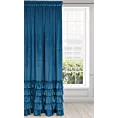 Zasłona welwetowa granatowa zdobiona falbanami 140x270 cm taśma - CHARLOTTE