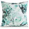 Poszewka na poduszkę 45x45 cm z tkaniny wodoodpornej biało, zielona idealna do ogrodu i na taras z motywem roślinnym GARDEN 2