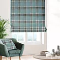 Roleta rzymska miętowo naturalna z grubej, szenilowej tkaniny w elegancką kratę