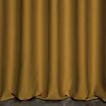 Zasłona szyta na taśmie 5 cm musztardowa z gładkiej zaciemniającej tkaniny typu dimout