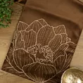 Bieżnik na stół brązowo, złocisty 35x220 cm welwetowy BLINK 13 z dużym wzorem lilii wodnej
