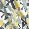 Zasłona biało, żółta w graficzny wzór kwiatów 140x250 cm przelotka - DORIN - Design 91