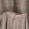 Firana szyta na taśmie 5 cm brązowo złocista z delikatnej siateczki przetykanej błyszczącą, lureksową nicią wykończona obciążnikiem Italissima Eva Minge
