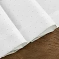 Obrus biały 140x220 cm ELLEN zdobiony drobnymi srebrnymi kropkami i elegancką listwą