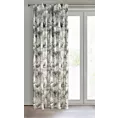 Zasłona stalowo, srebrna z kwiatowym wzorem z welwetu 140x300 cm taśma imitująca flex - SANDY
