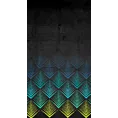 Zasłona welwetowa czarno, turkusowa z wzorem geometrycznym 140x270 cm taśma - ANGELINA