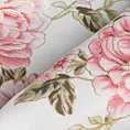 Zasłona biało, różowa zdobiona nadrukiem kwiatów 140x250 cm przelotka AVANI