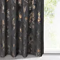 Zasłona welwetowa czarno, szampańska z błyszczącym nadrukiem palmowych liści 140x300 cm taśma - GLORIA
