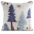 Poszewka na poduszkę świąteczna 45x45 cm biało, granatowa zdobiona uroczym nadrukiem i elegancką wypustką
