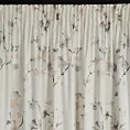 Zasłona welwetowa kremowo, szampańska z nadrukiem kwiatu jabłoni 140x270 cm taśma - SELENA
