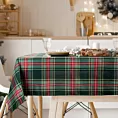 Obrus świąteczny 140x220 cm czerwono, zielony bawełniany zdobiony szkocką kratą AURORA