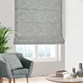 Roleta rzymska jasnoszara z matowej luźnotkanej tkaniny z efektem melanżu, wykończona obciążnikiem