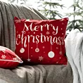 Poszewka na poduszkę 45x45 cm welwetowa, czerwono biała zdobiona uroczym motywem świątecznym