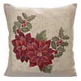 Poszewka na poduszkę 45x45 cm gobelinowa naturalno, czerwona z motywem świątecznym GOB