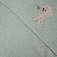 Ręcznik kąpielowy dziecięcy 100x100 cm bawełniany kolor miętowy z kapturem i haftem kotka 350g/m2 BABY 66