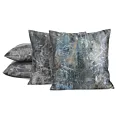 Poszewka na poduszkę 45x45 cm welwetowa szara zdobiona metalicznym wzorem ESTER