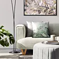 Poszewka na poduszkę 45x45 cm welwetowa, zielono srebrna zdobiona egzotycznym nadrukiem VELVET 194 Eurofirany Premium