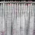 Zasłona srebrna w różowe kwiaty z etaminy 140x300 cm taśma - SHERRY