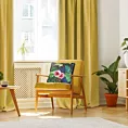 Zasłona szyta na flexach ENYA żółta z miękkiej półmatowej tkaniny welwetowej