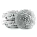 Okrągła poszewka o średnicy 40 cm srebrna z ozdobnym kwiatem 3D FLORES 6