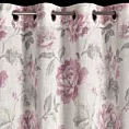 Zasłona naturalna, różowa z tkaniny z dodatkiem lnu zdobiona nadrukiem subtelnych kwiatów 140x250 cm przelotki -  DAVENA