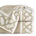 Ręcznik kąpielowy 50x90 cm bawełniany kolor jasnobeżowy zdobiony motywem geometrycznym KALANI