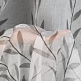 Zasłona biało, srebrna zdobiona subtelnymi liśćmi z lśniącymi dodatkami z etaminy 140x270 cm taśma GLORI