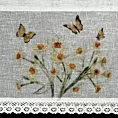 Zazdrostka  biało, żółta z etaminy zdobiona nadrukiem narcyzów i koronką 30x150 cm tunel FLORA