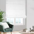 Roleta rzymska biała z tkaniny z mieszanką lnu i wiskozy, w stylu eko, z delikatnym połyskiem