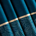 Zasłona granatowo, beżowa ze wzorem liści z matowego welwetu 140x20 taśma MUSA 6 Limited Collection