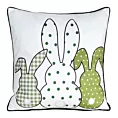 Poszewka na poduszkę 45x45 cm welwetowa biało, zielona z nadrukiem króliczków WIOSNA 4