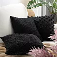 Poszewka na poduszkę 45x45 cm z tkaniny szyfonowej kolor czarny zdobiona moherową nicią REINA Eva Minge