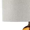 Lampa stojąca do pokoju kremowo, złota LEONA z matowym abażurem o widocznym splocie