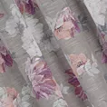 Zasłona srebrna w różowe kwiaty z etaminy 140x300 cm taśma - SHERRY