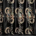 Zasłona szyta na taśmie 5 cm czarno złota z tkaniny w elegancki orientalny wzór z błyszczącą nicią Italissima Eva Minge