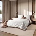 Pościel 160x200 cm bawełniana z makosatyny kolor biały, brązowy z kontrastującą kantą Reina Line
