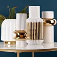 Wazon ceramiczny MONA z geometrycznym motywem biało-złoty