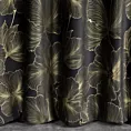 Zasłona szyta na taśmie 5 cm czarno złota z tkaniny welwetowej zdobionej delikatnie połyskującym drukiem