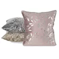Poszewka na poduszkę 45x45 cm welwetowa pudrowo stalowa z metalicznym nadrukiem liści VELVET 71 Eurofirany Premium