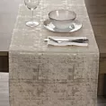 Bieżnik na stół złoty 40x140 cm COLETTE z mieszanki włókien zdobiony przecieranym wzorem