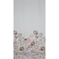 Tkanina firanowa matowy batyst, z malarskim kwiatowym nadrukiem, półtransparentny, wykończony obciążnikiem