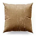 Poszewka szyta beżowo złocista z miękkiej tkaniny o strukturze weluru z połyskliwym nadrukiem