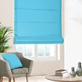 Roleta rzymska turkusowa z tkaniny trudnopalnej, zaciemniającej, typu blackout